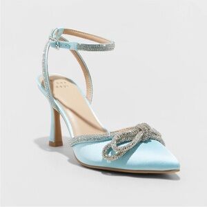A New Day Carmin Blue Satin stiletto heels 6 wedding rhinestone NEVER WORN NEW